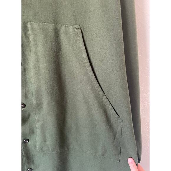 NWOT Eskandar Virgin Wool Button Down Tunic Quiet Luxury Lagenlook Green Artsy - Picture 6 of 10
